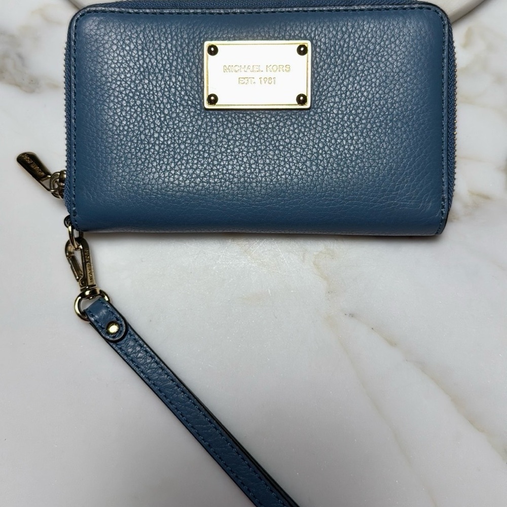 Michael Kors Blue Leather Wristlet